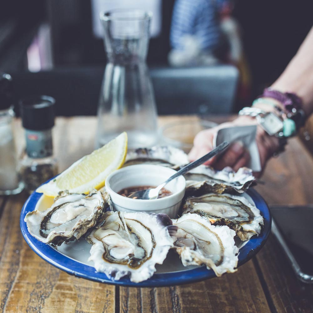 a plate of oysters